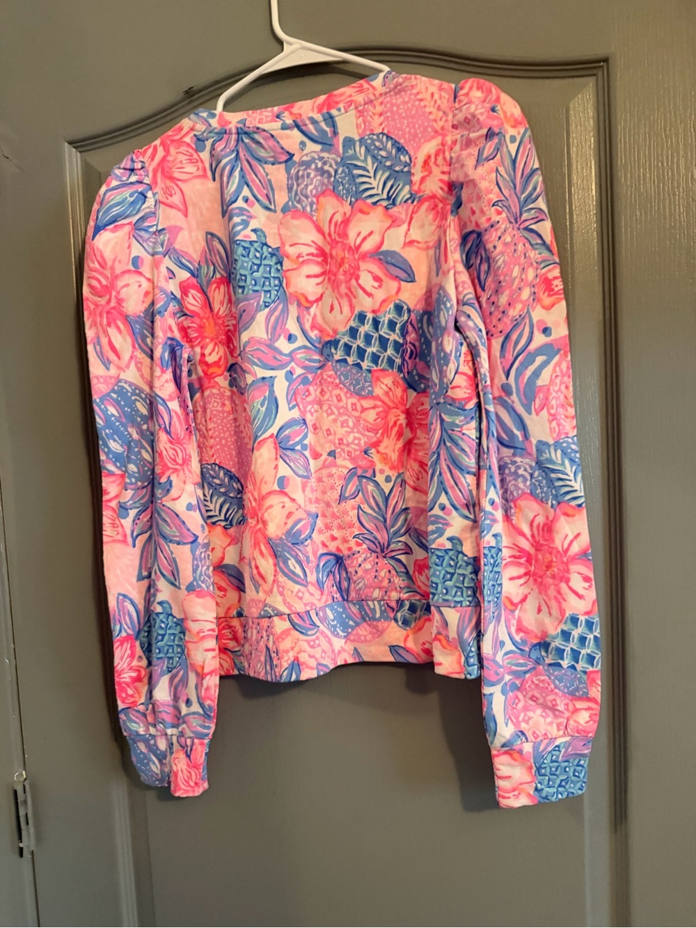 Lilly Pulitzer Pink & Blue Floral Puff-Sleeve Sweatshirt - Picture 2 of 8